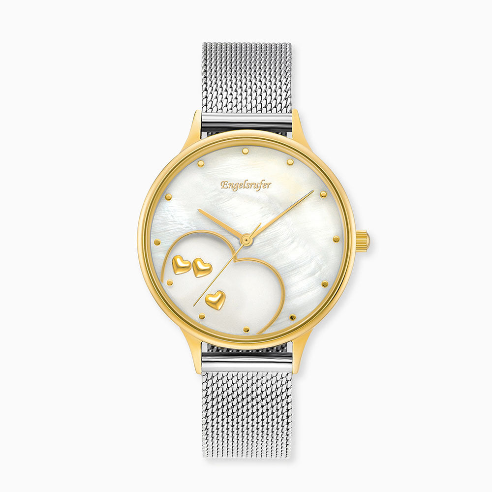 Engelsrufer watch set Happy Hearts stainless steel bicolor with gold bracelet