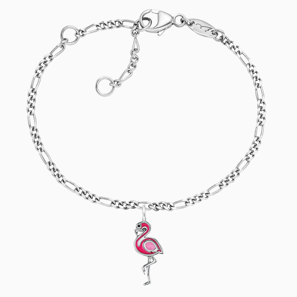 Kinder Armband 925er Silber Flamingo mit Emaille – Engelsrufer