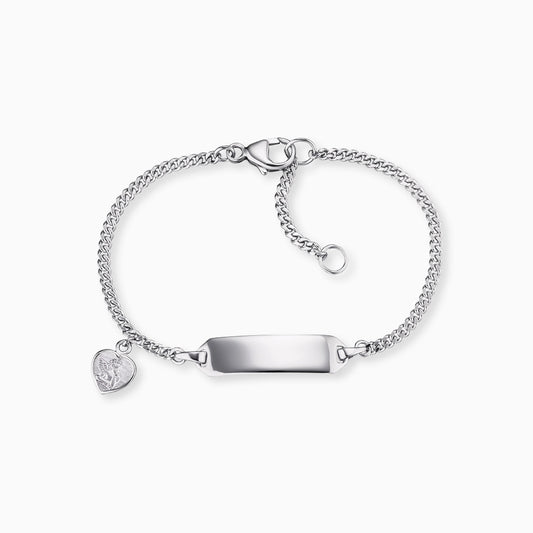 Engelsrufer Kinder-Armband Mädchen Silber mit Herz- und Schutzengel Symbol individuell gravierbar