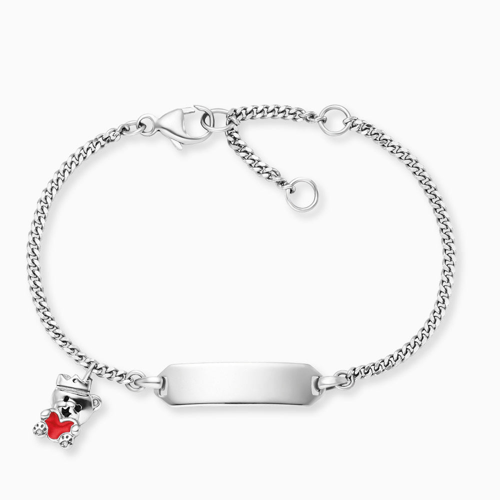 Engelsrufer children's bracelet girls silver with engraving plate and bear with heart symbol