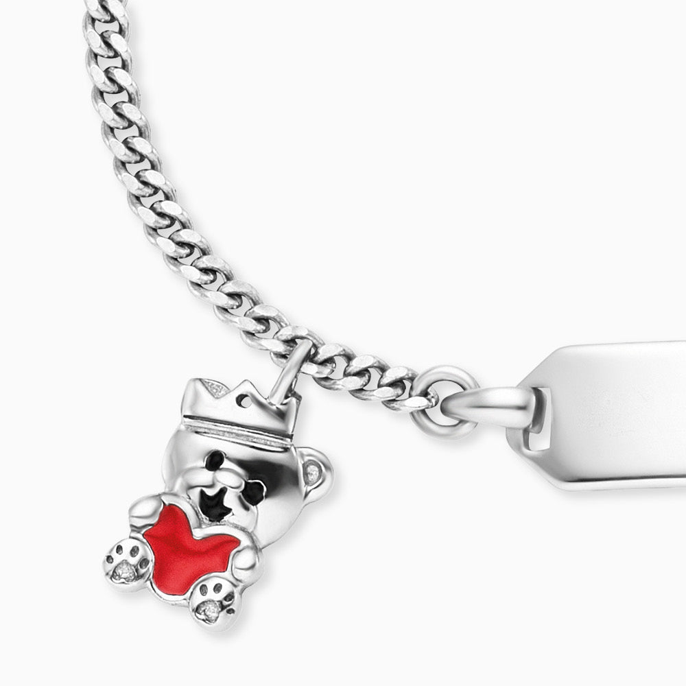 Engelsrufer children's bracelet girls silver with engraving plate and bear with heart symbol
