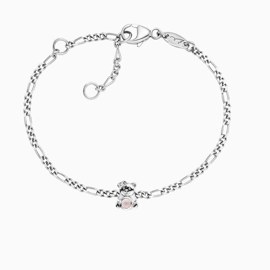 Bracelet Teddy silver with rose quartz