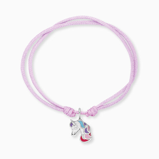 Engelsrufer girls children's bracelet pink nylon with colored unicorn pendant
