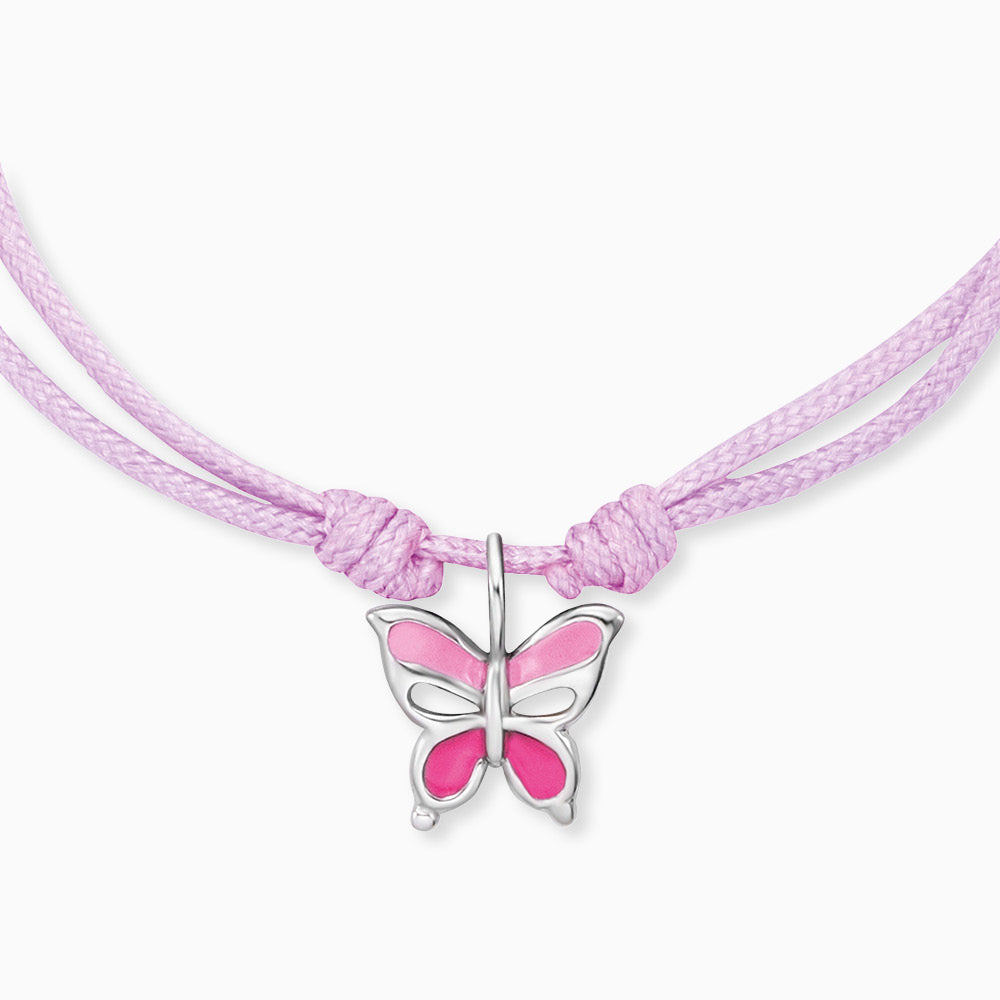 Engelsrufer Mädchen Kinderarmband rosa Nylon mit rosa Schmetterling