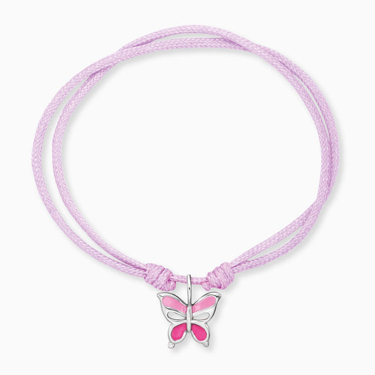 Engelsrufer Mädchen Kinderarmband rosa Nylon mit rosa Schmetterling