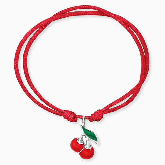 Engelsrufer girls children's bracelet red nylon with cherry pendant
