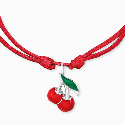 Engelsrufer girls children's bracelet red nylon with cherry pendant