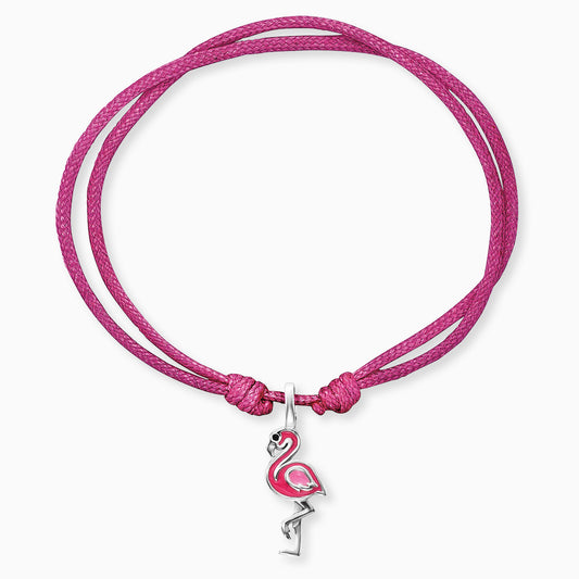 Engelsrufer girls children's bracelet pink nylon with flamingo pendant