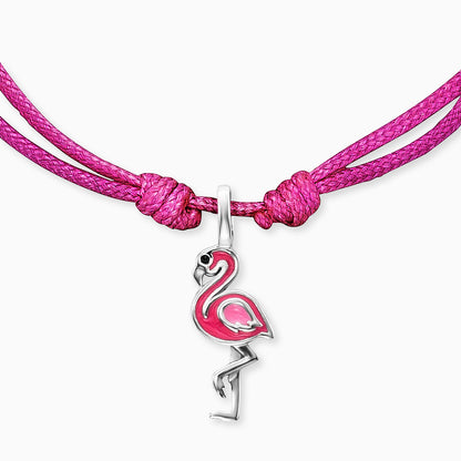 Engelsrufer girls children's bracelet pink nylon with flamingo pendant