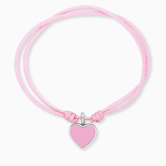 Engelsrufer girls children's bracelet pink nylon with heart pendant