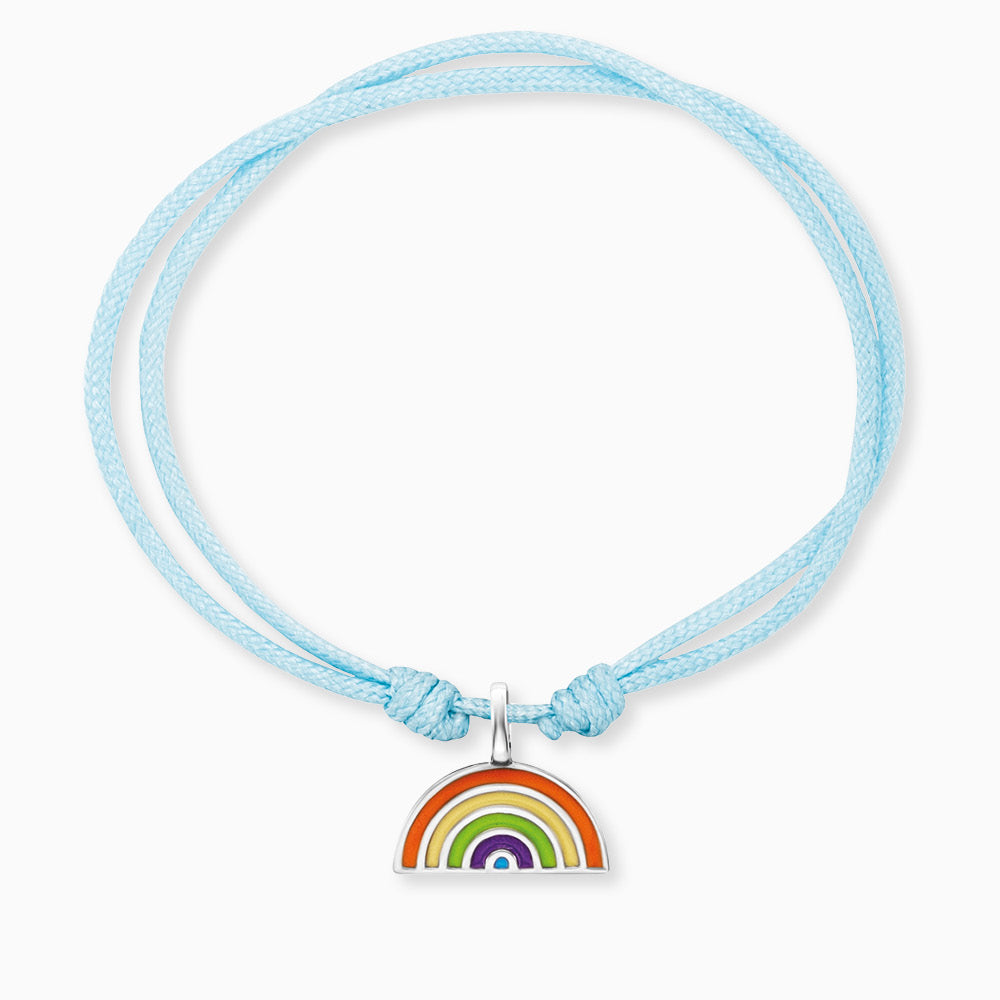 Engelsrufer Mädchen Kinderarmband hellblau Nylon mit Regenbogen Anhänger