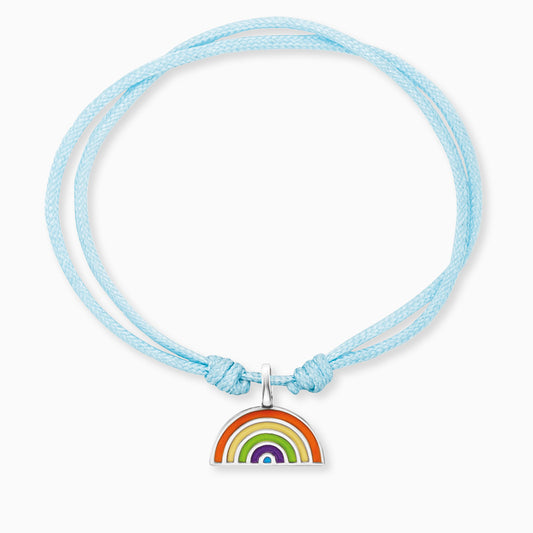 Engelsrufer Mädchen Kinderarmband hellblau Nylon mit Regenbogen Anhänger