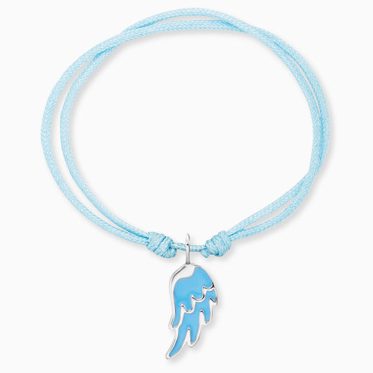 Engelsrufer girls children's bracelet light blue nylon with blue wing pendant