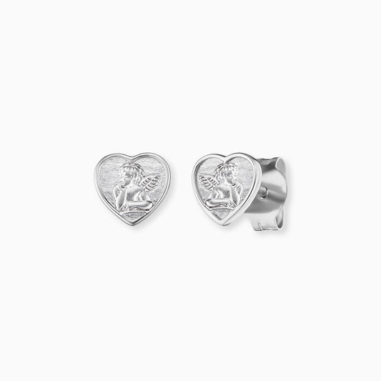 Engelsrufer girls silver stud earrings with guardian angel symbol
