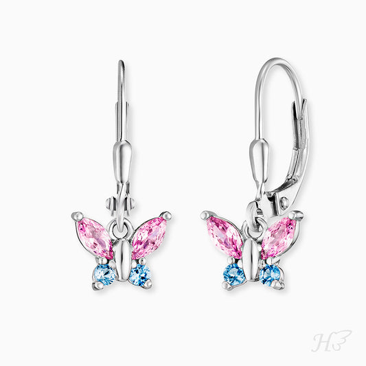 Engelsrufer children's earrings girls butterfly with zirconia multicolor