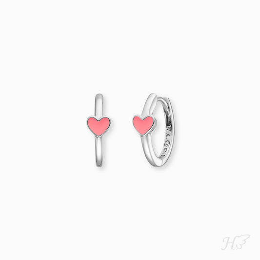 Engelsrufer children's hoop earrings with heart symbol in pink enamel