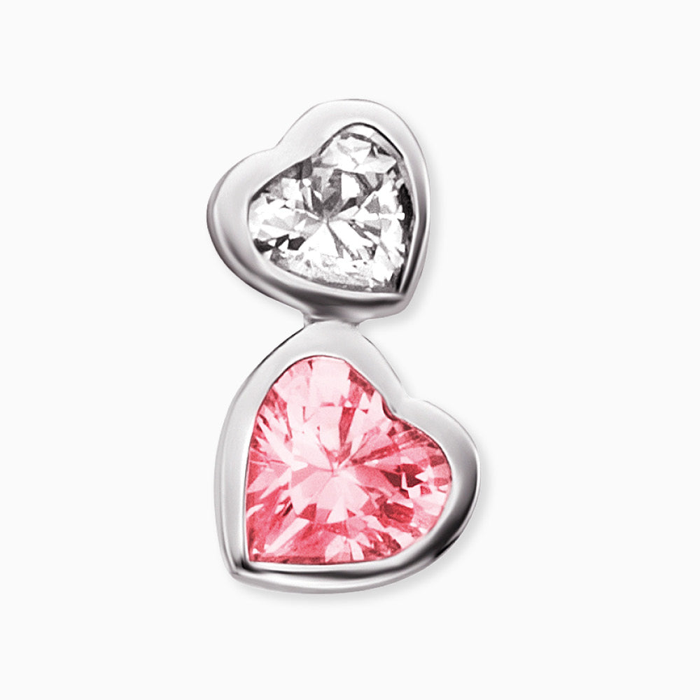 Engelsrufer girls stud earrings silver heart motif with zirconia stones white & pink