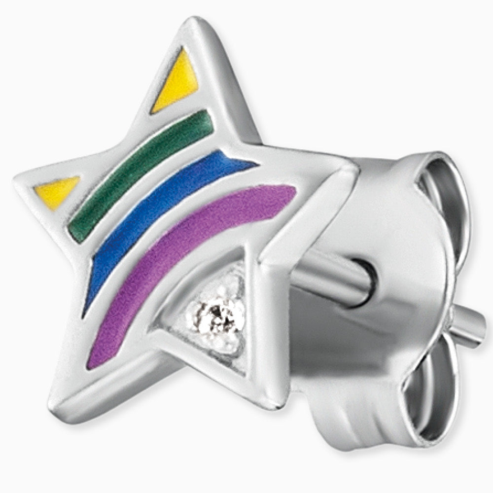 Engelsrufer children's earrings silver star rainbow with zirconia