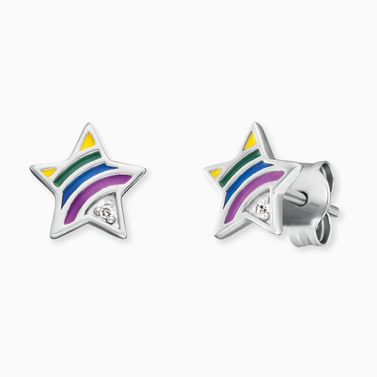 Engelsrufer children's earrings silver star rainbow with zirconia