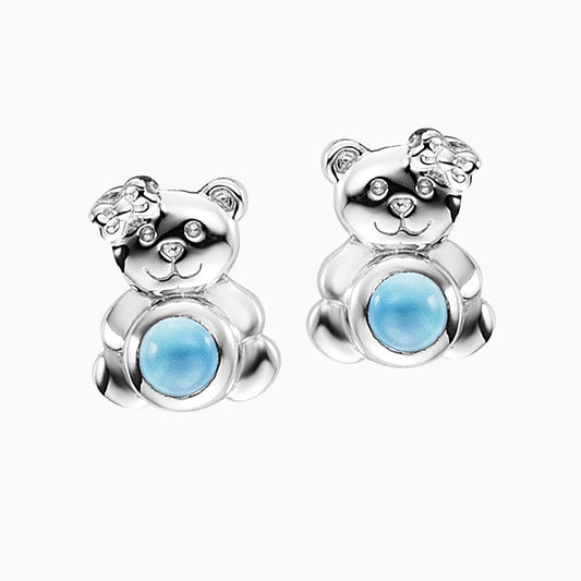 Stud earrings Teddy silver with blue agate