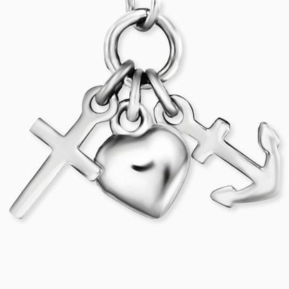 Engelsrufer Mädchen-Kinderkette Silber mit Kreuz, Herz und Anker Anhänger