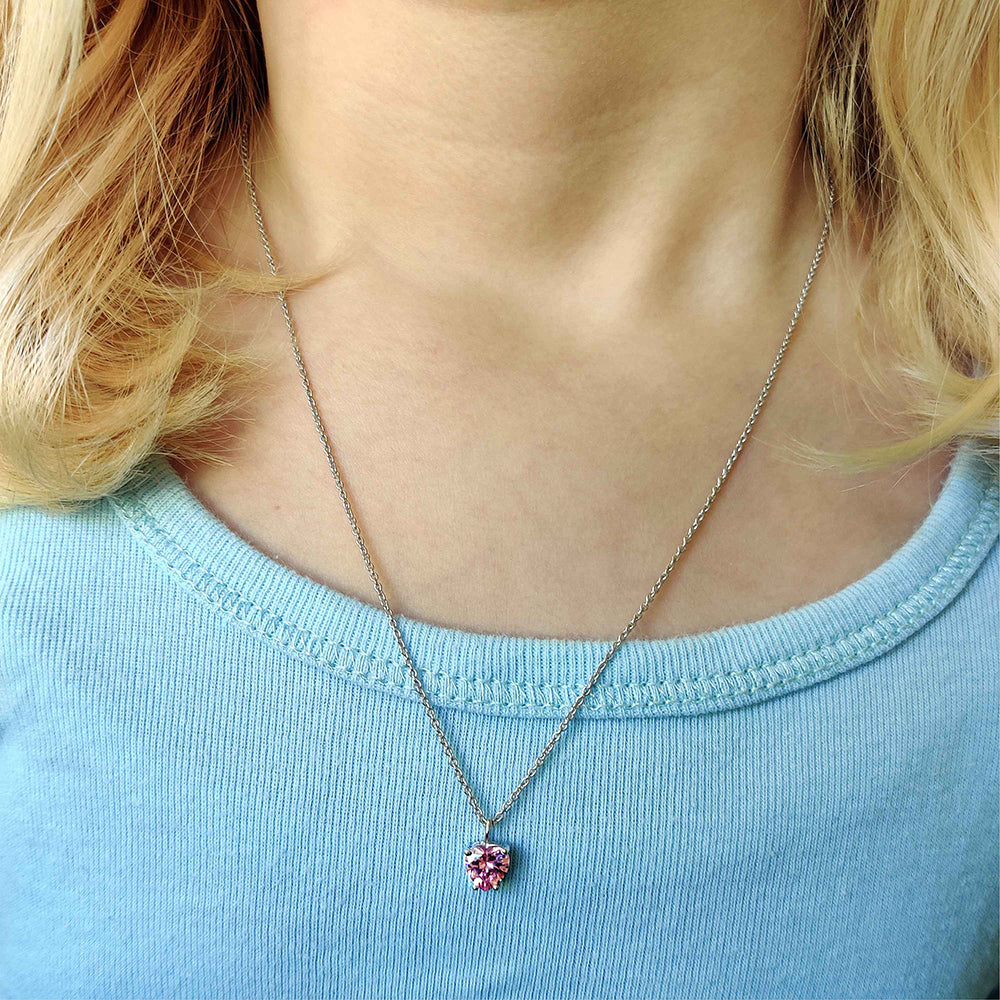 Engelsrufer Mädchen-Kinderkette Silber mit Zirkonia Herz rosa
