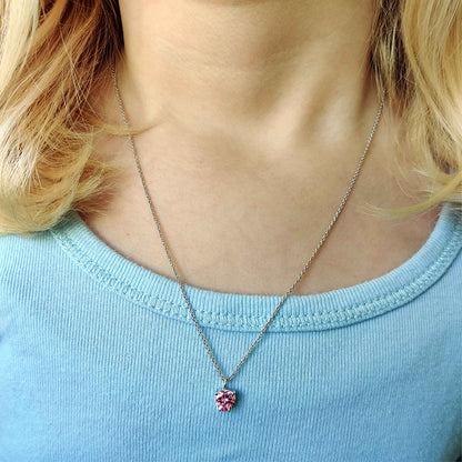 Engelsrufer Mädchen-Kinderkette Silber mit Zirkonia Herz rosa