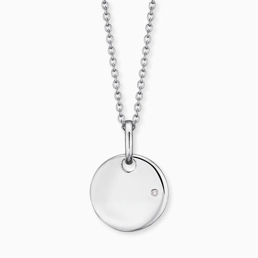 Engelsrufer girls' children's necklace silver round medallion with zirconia engravable