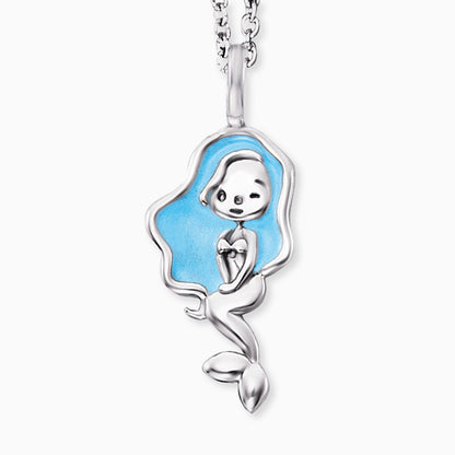 Engelsrufer Kinderkette Mädchen Silber mit blauer Meerjungfrau Anhänger