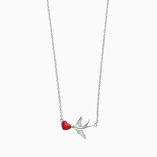 Engelsrufer children's necklace with pendant heart and swallow silver with enamel