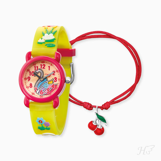 Engelsrufer children's watch set with swan motif and cherry bracelet