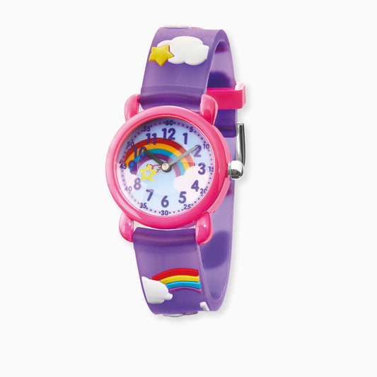 Engelsrufer watch girls analog rainbow, clouds, stars including pencil case