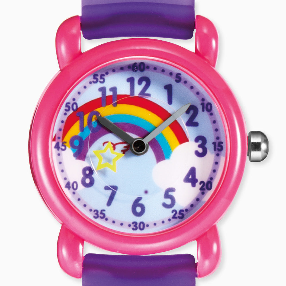 Engelsrufer watch girls analog rainbow, clouds, stars including pencil case