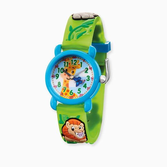 Engelsrufer children's analog watch lion, giraffe, rhino zoo with pencil case