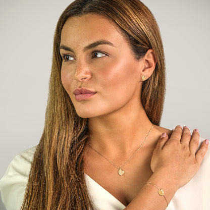Engelsrufer women's heart wing stud earrings in real gold and diamond
